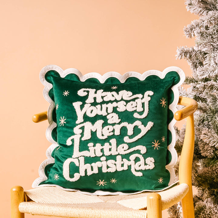 Scalloped Square Throw Pillow-Merry Little Christmas