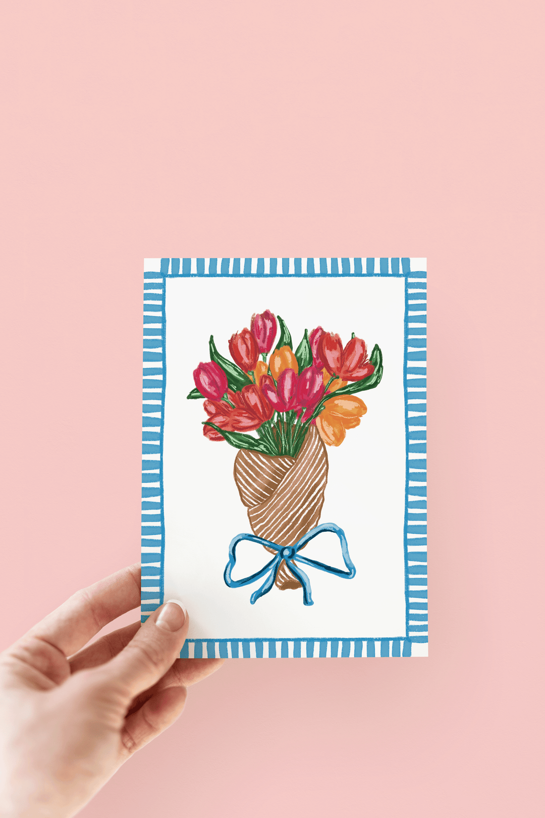 Spring Tulips in Brown Paper Floral Greeting Card
