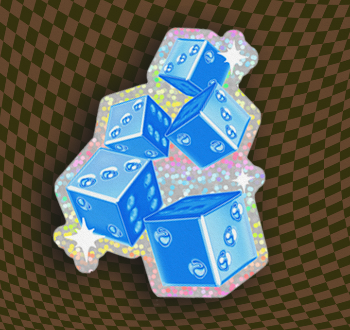 Chrome Dice Glitter Sticker