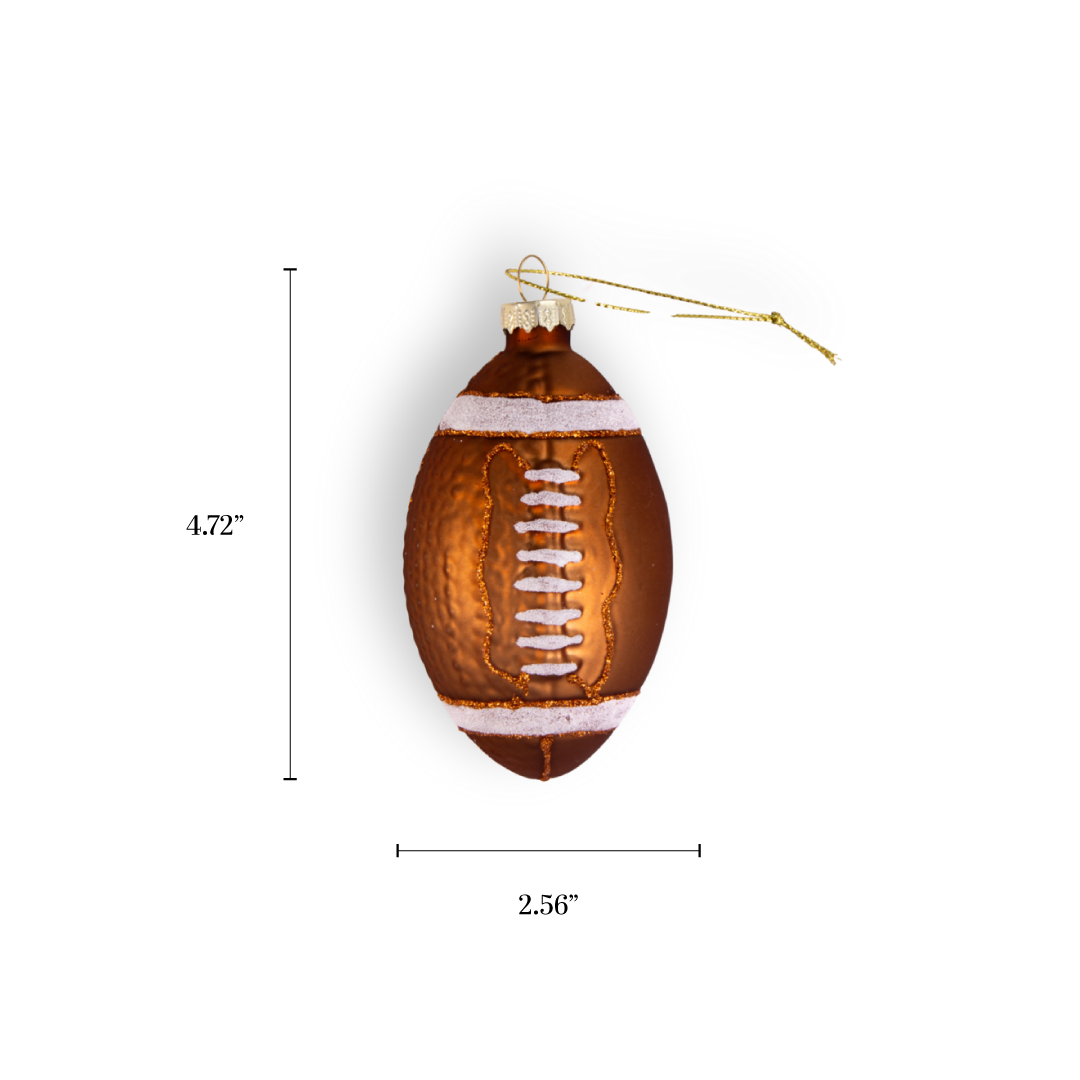 Football Glass Christmas Ornament