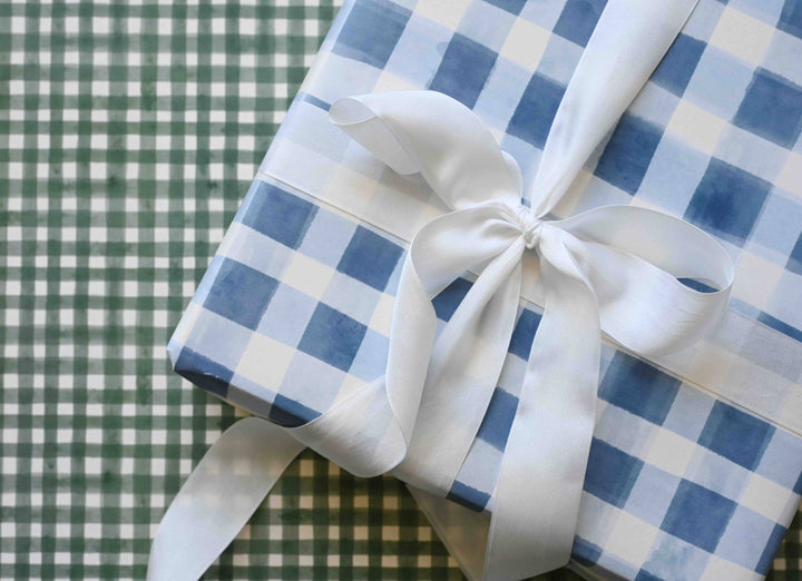 Bramble Blue Gingham Gift Wrap