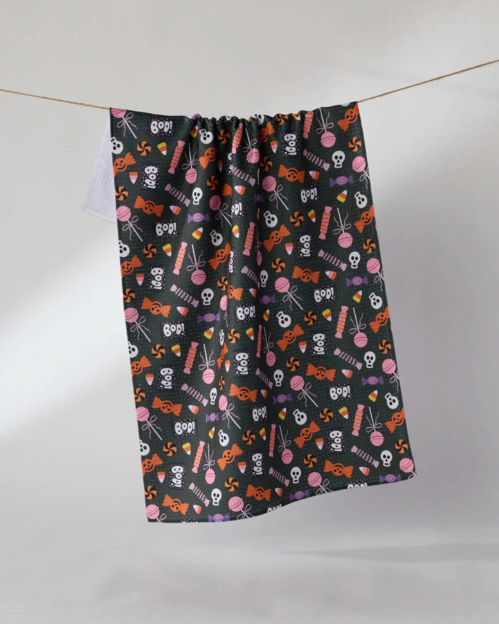 Spooky Sweets Tea Towel: Black
