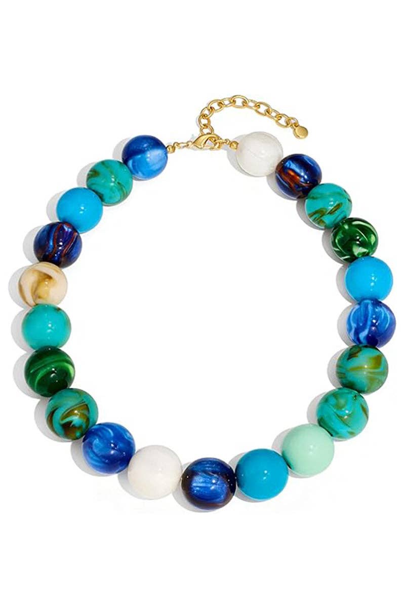 Beaded Statement Necklace: Blue
