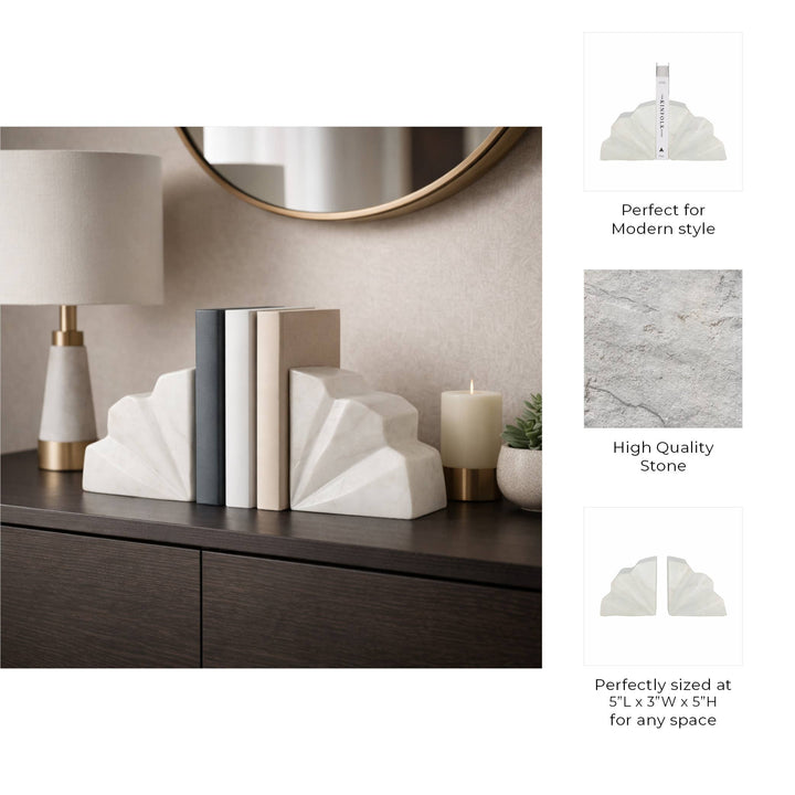 White Marble Bookends