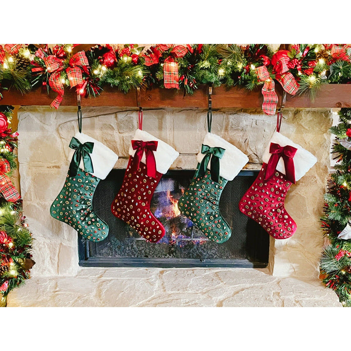 Dark Berry Velvet Christmas Stocking with Bow
