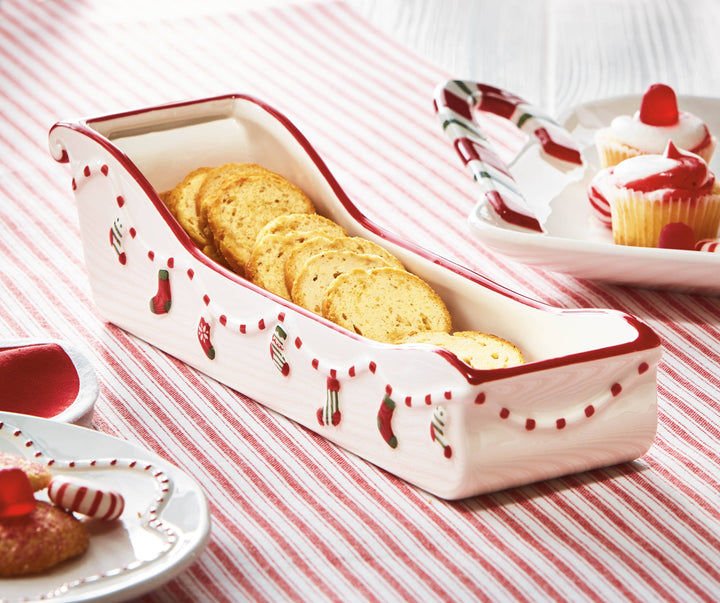 Christmas Holiday Cheer Sleigh Cracker Dish