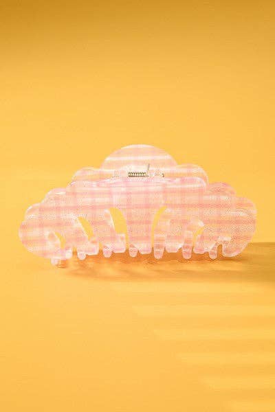 Pink Checker Cellulose Hair Claw Clips