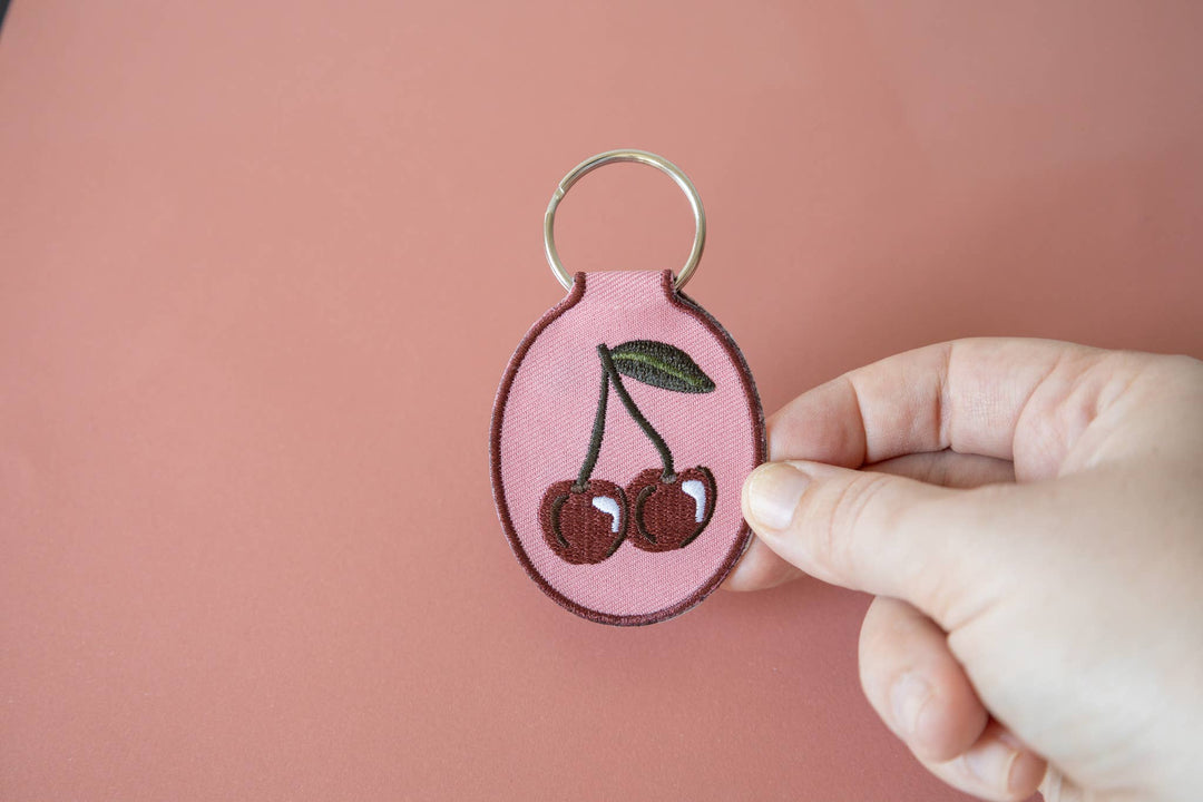 Cherry Embroidered Keychain