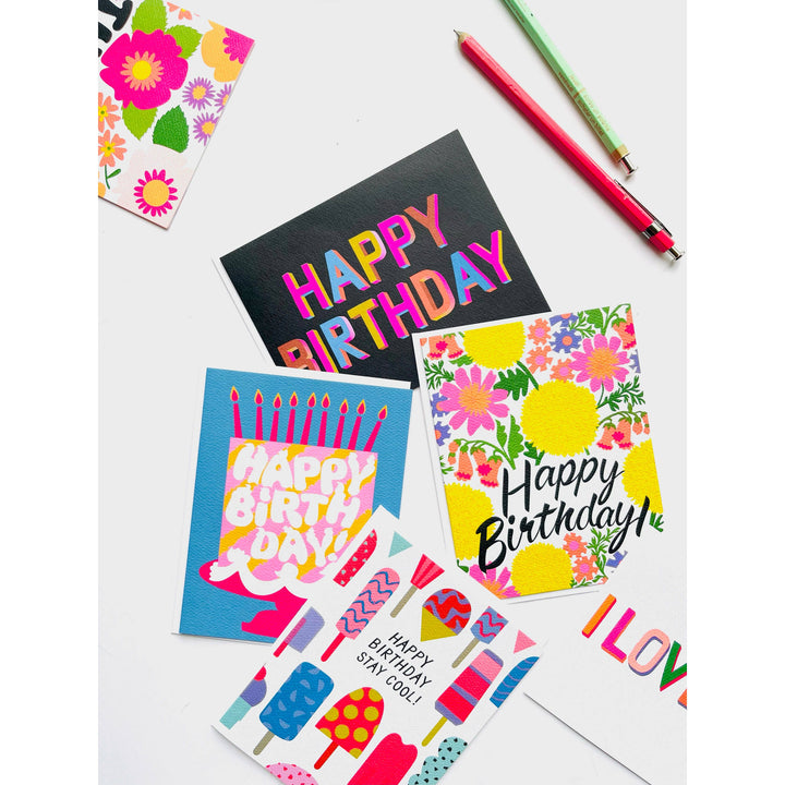 Happy Birthday 3D Brights Note Card
