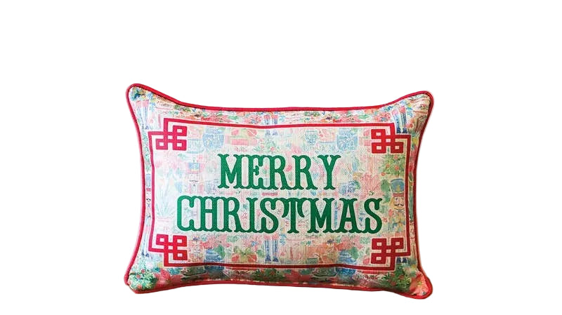 Merry Christmas Piped Pillow