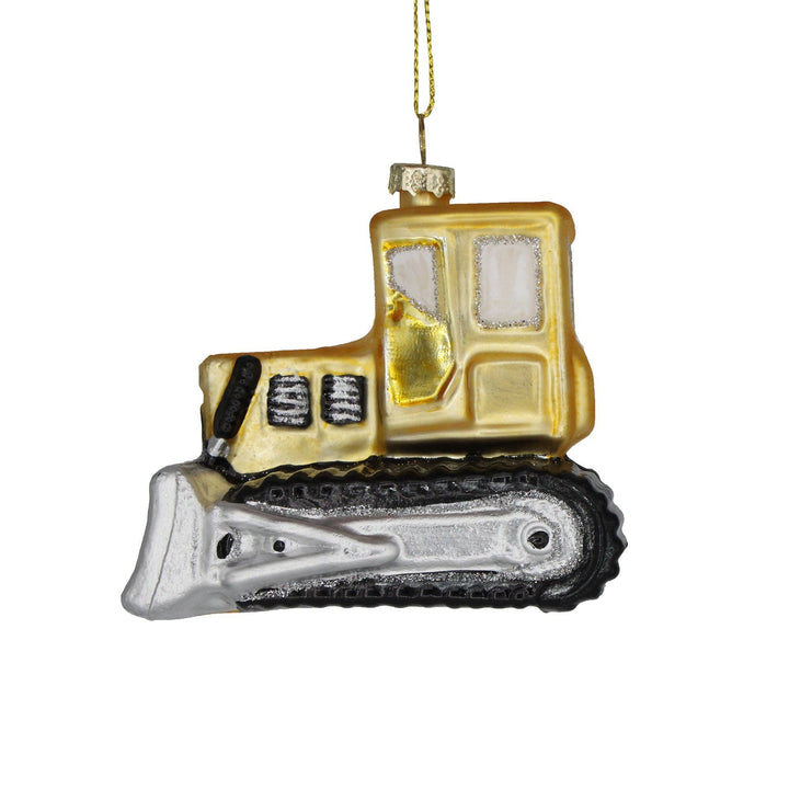 Bulldozer Glass Holiday Ornament