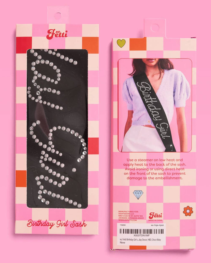Black Rhinestone Birthday Sash