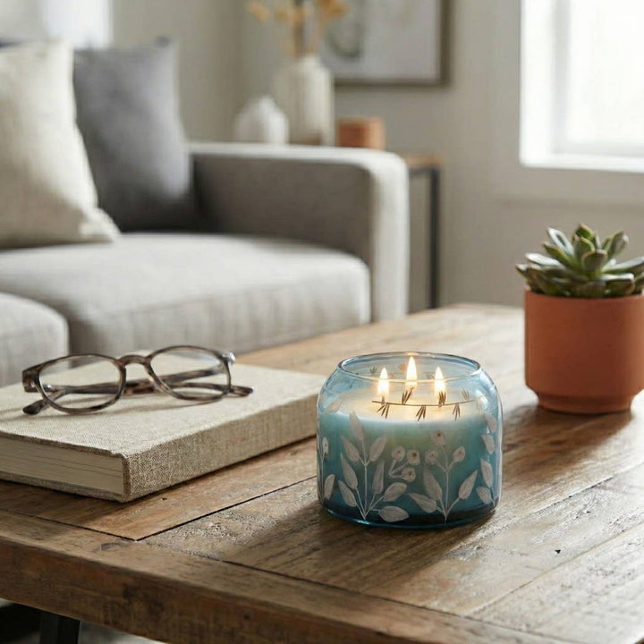 Jasmine Floral Blue Candle