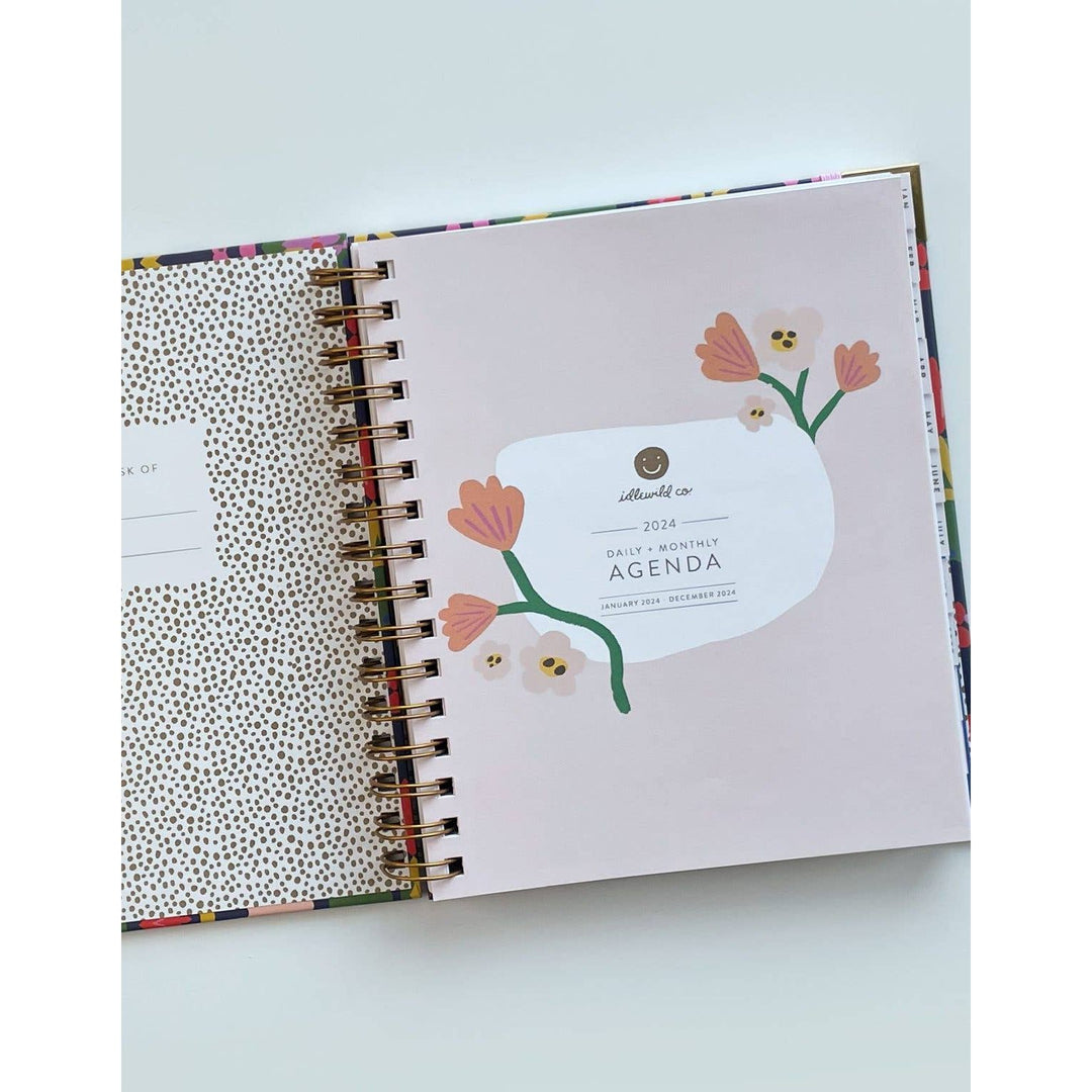 Indigo Floral 2024 Spiral Bound Planner