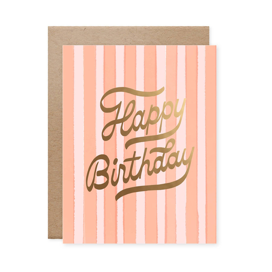 Retro Stripe Happy Birthday Card