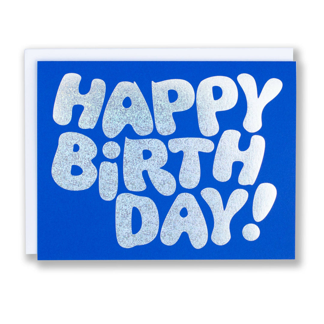 Happy Birthday Hologram Blue Card