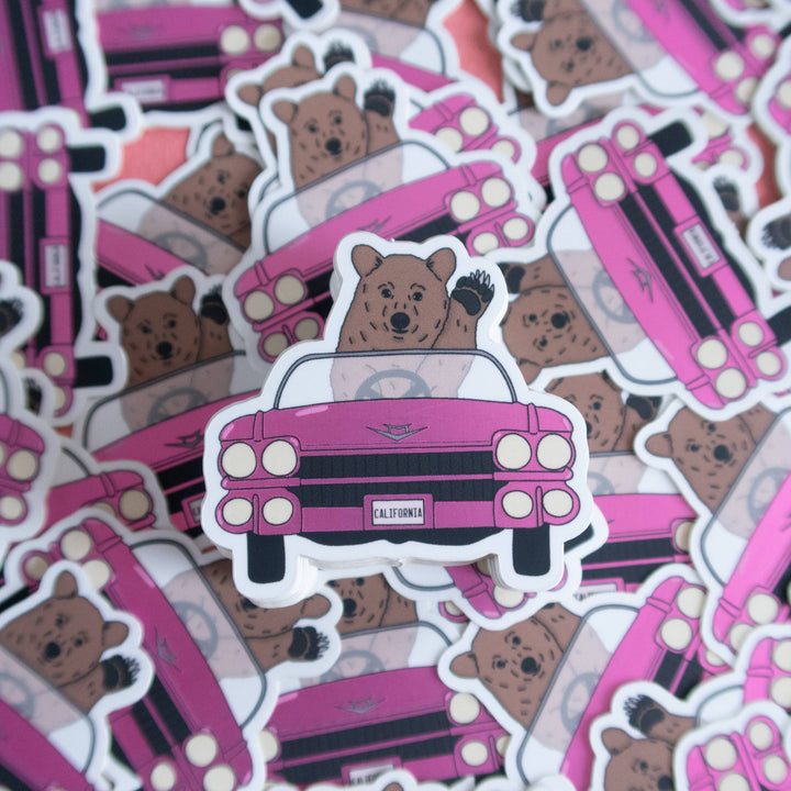 Driving Bear Sticker