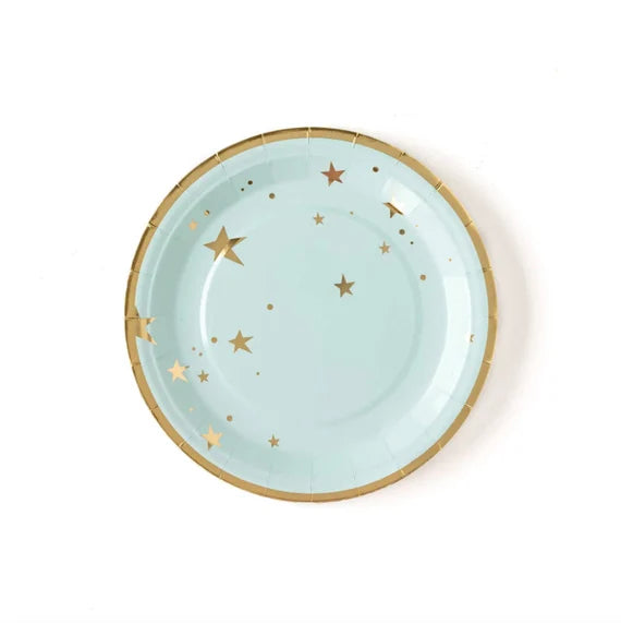 Baby Blue and Gold Star Plate