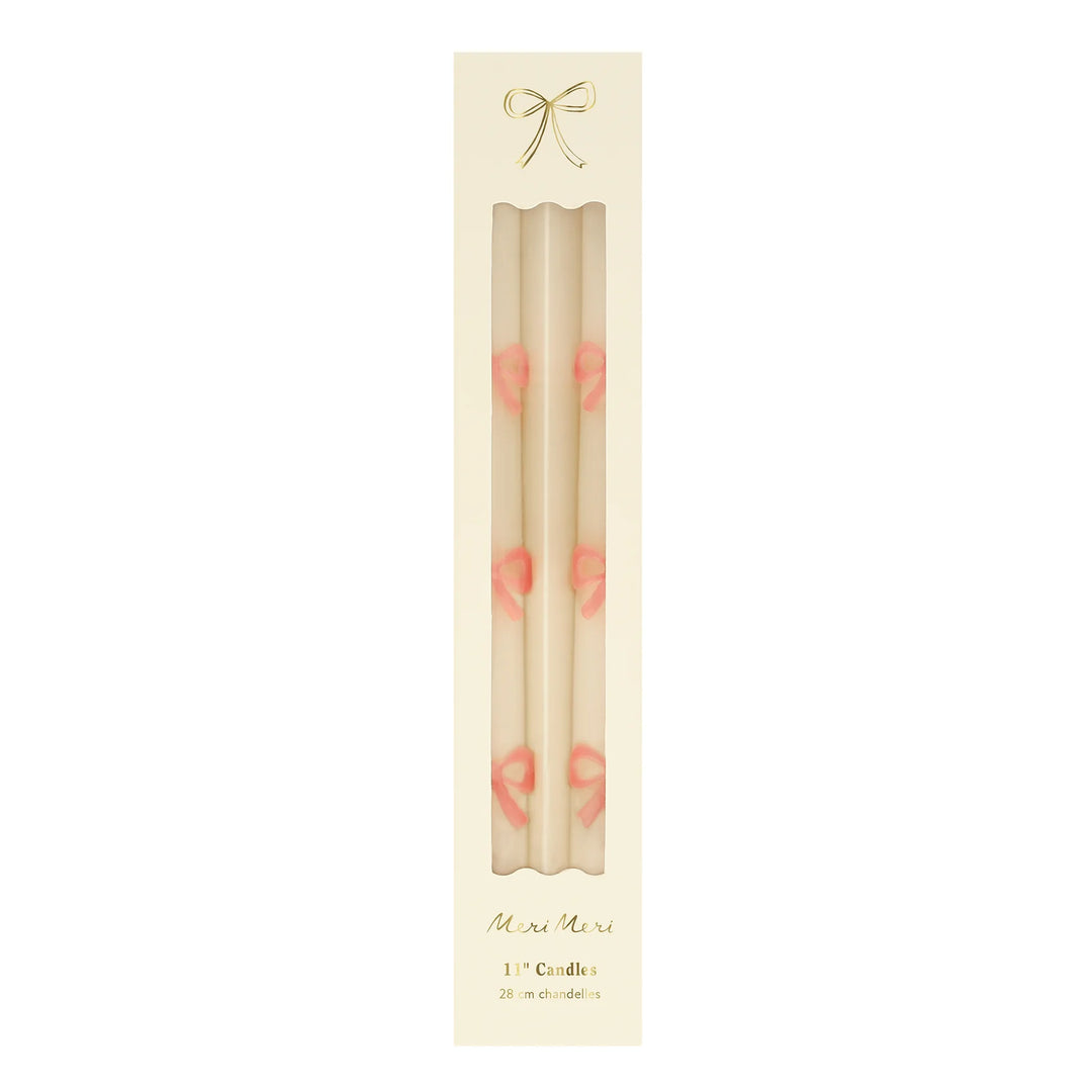 Pink Bow Taper Candles