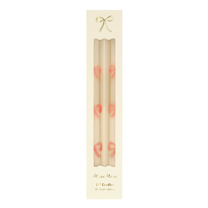 Pink Bow Taper Candles