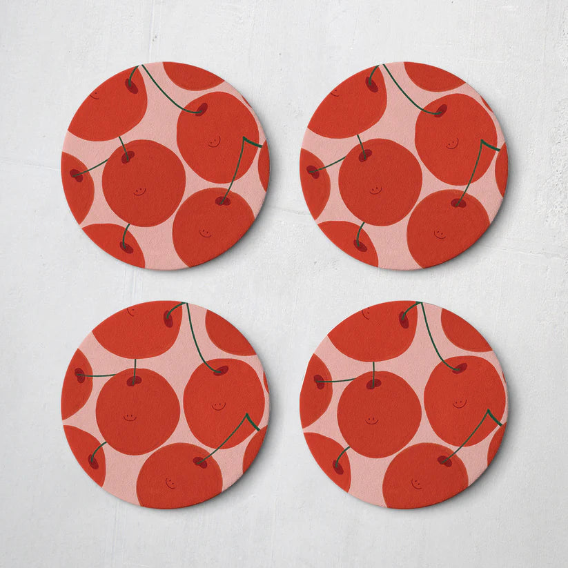 Happy Cherries Coasters