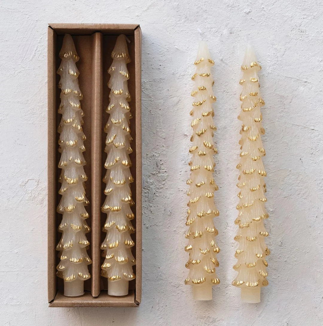 Gold Tall Tree Shaped Taper Candles