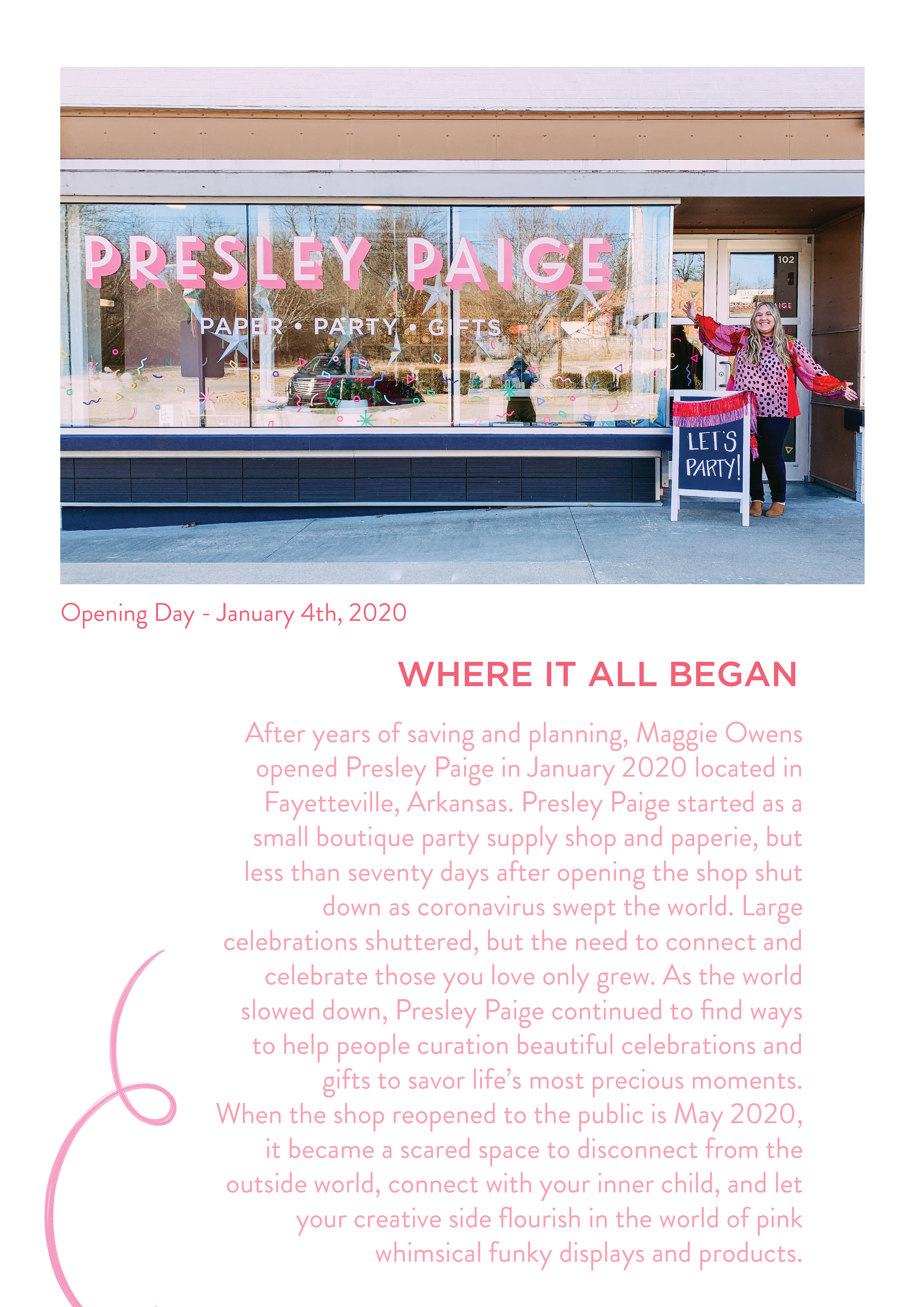 Where it all Began Presley Paige History Fayetteville Party Supply Celebrations 2020 Maggie Ownes