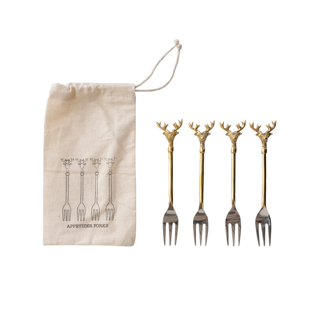 Deer Stainless Steel and Brass Forks