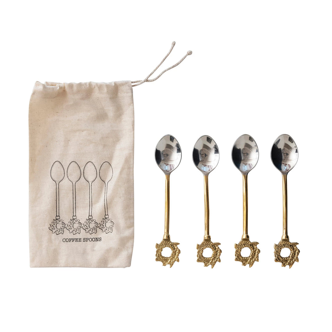 Wreath Stainless Steel and Brass Spoons