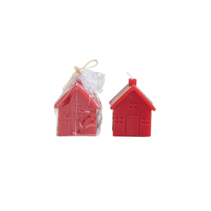 Red Unscented House Shaped Candles