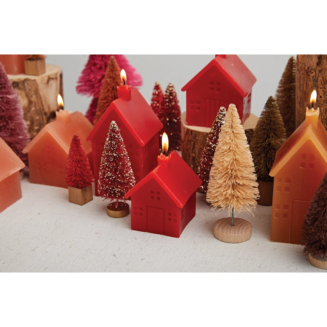 Red Unscented House Shaped Candles
