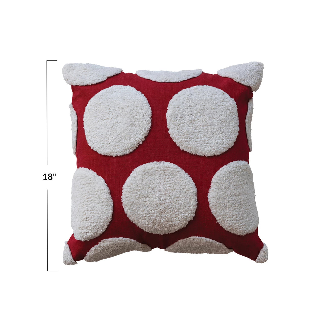 Red & White w/ Tufted Dot Pillow