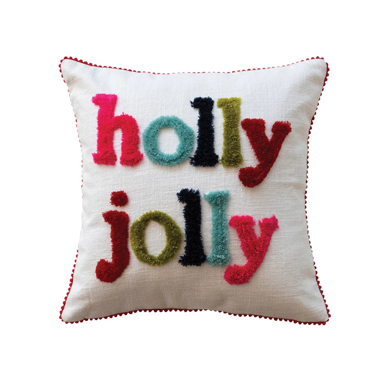 Holly Jolly Pom Pom Pillow