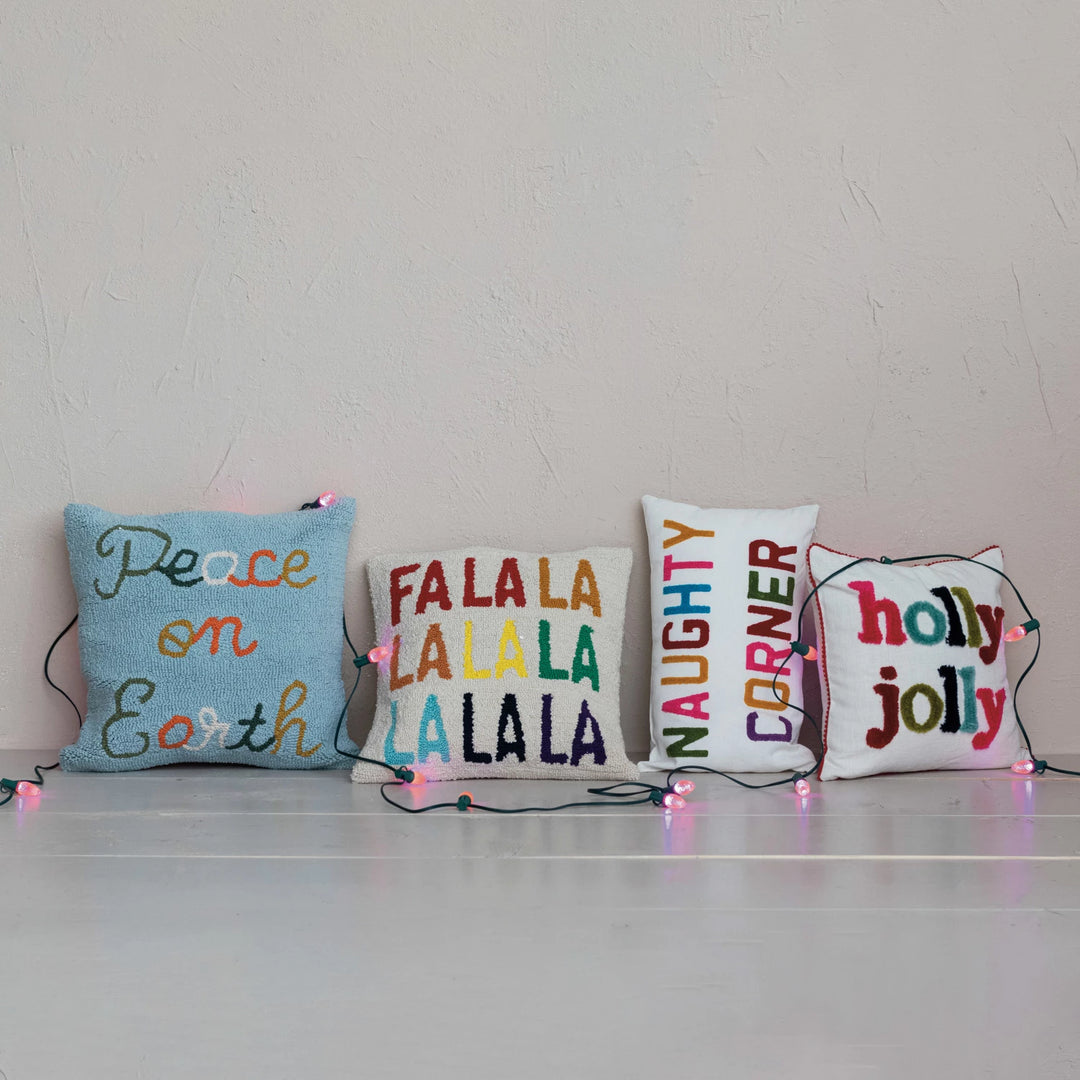Holly Jolly Pom Pom Pillow