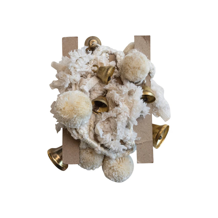 Natural & Brass Finish Pom Pom & Bell Garland