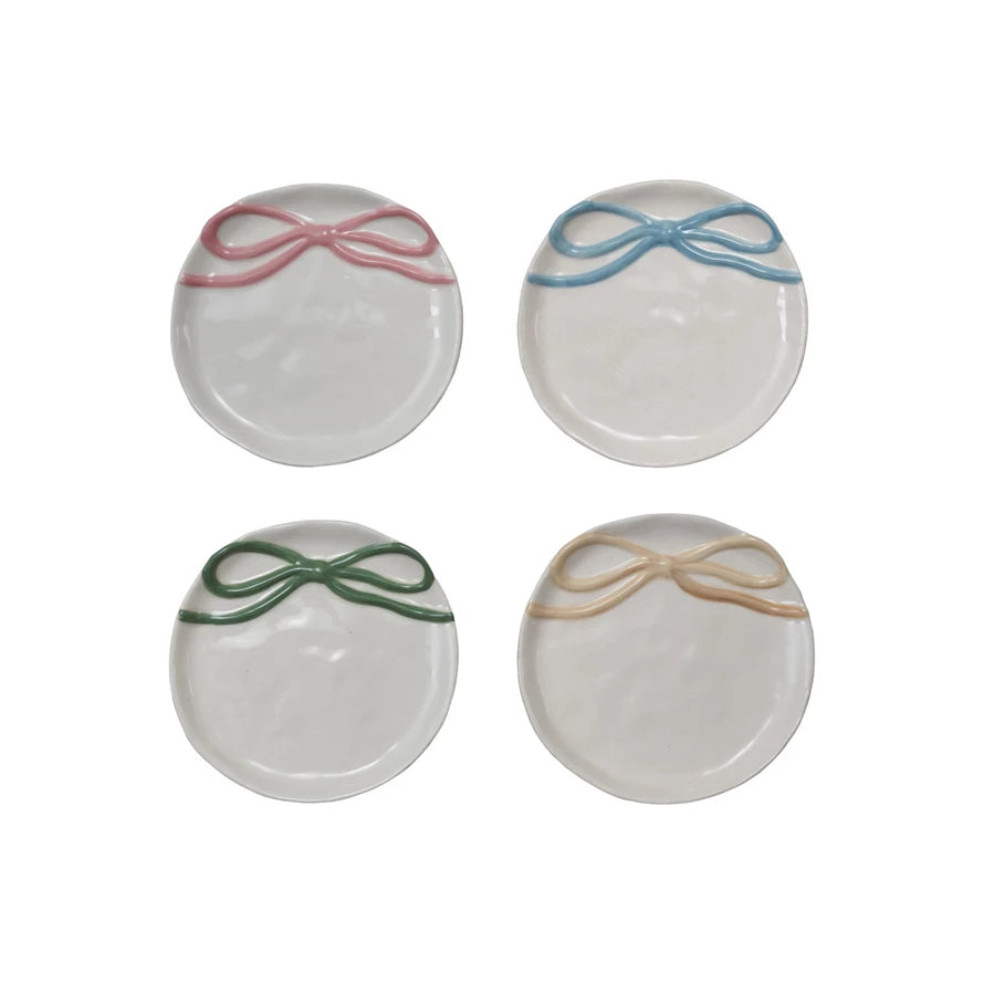 Round Stoneware Dish with Bow