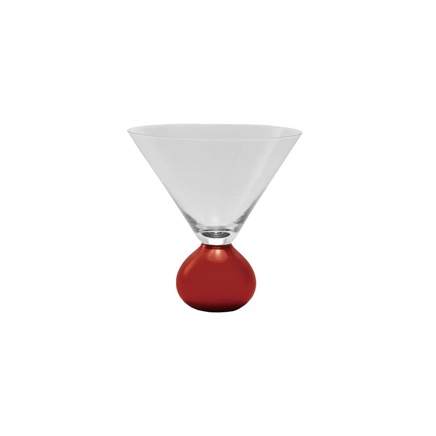 Martini Glass with Red Electroplated Ball Stem