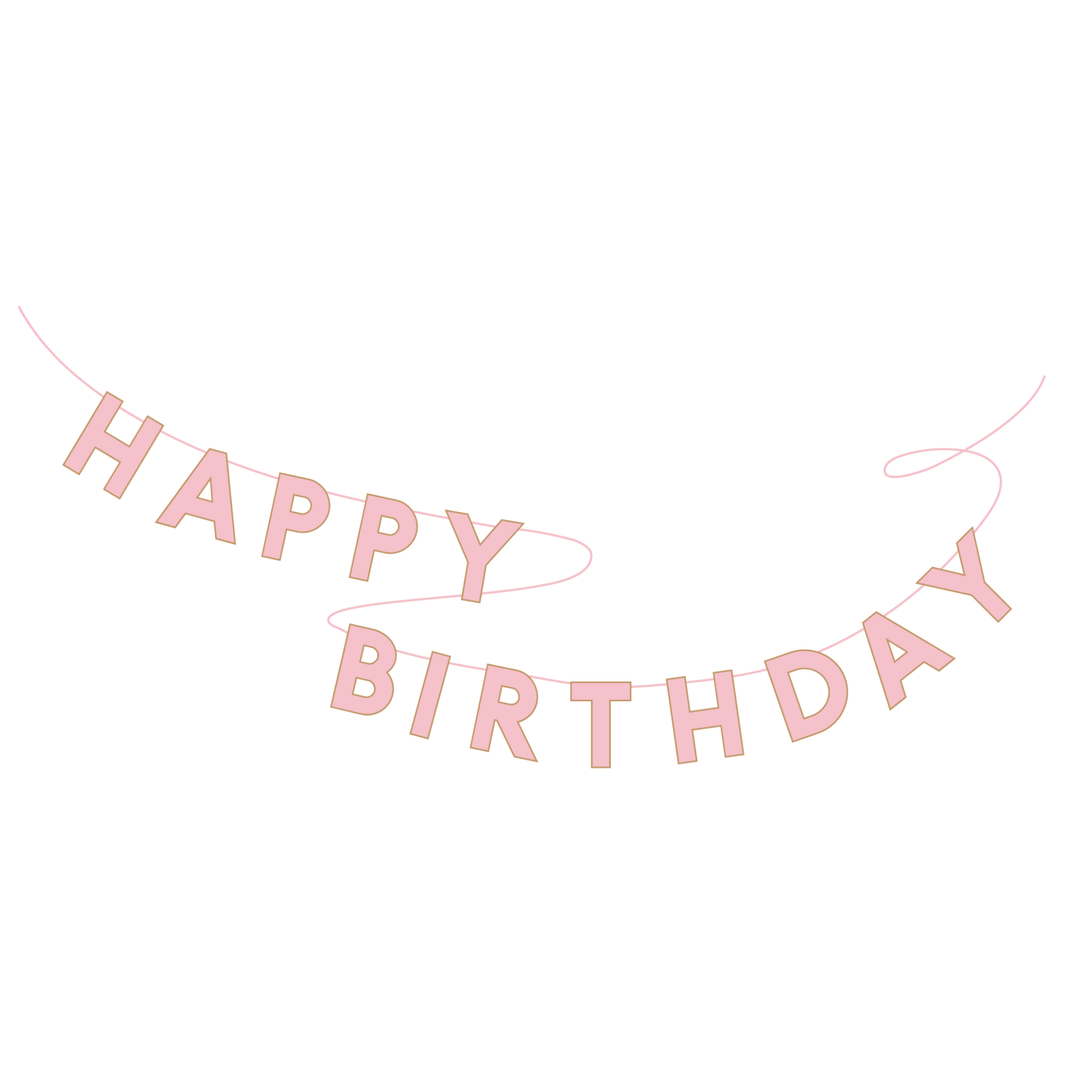 Pink Signature Happy Birthday Banner