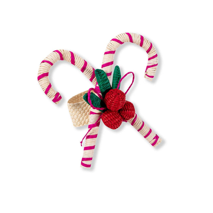 Candy Cane Raffia Napkin Ring