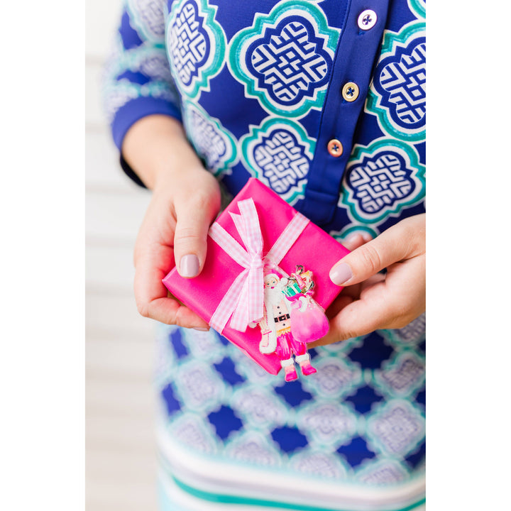 Couture Pink Santa Acrylic Gift Tag
