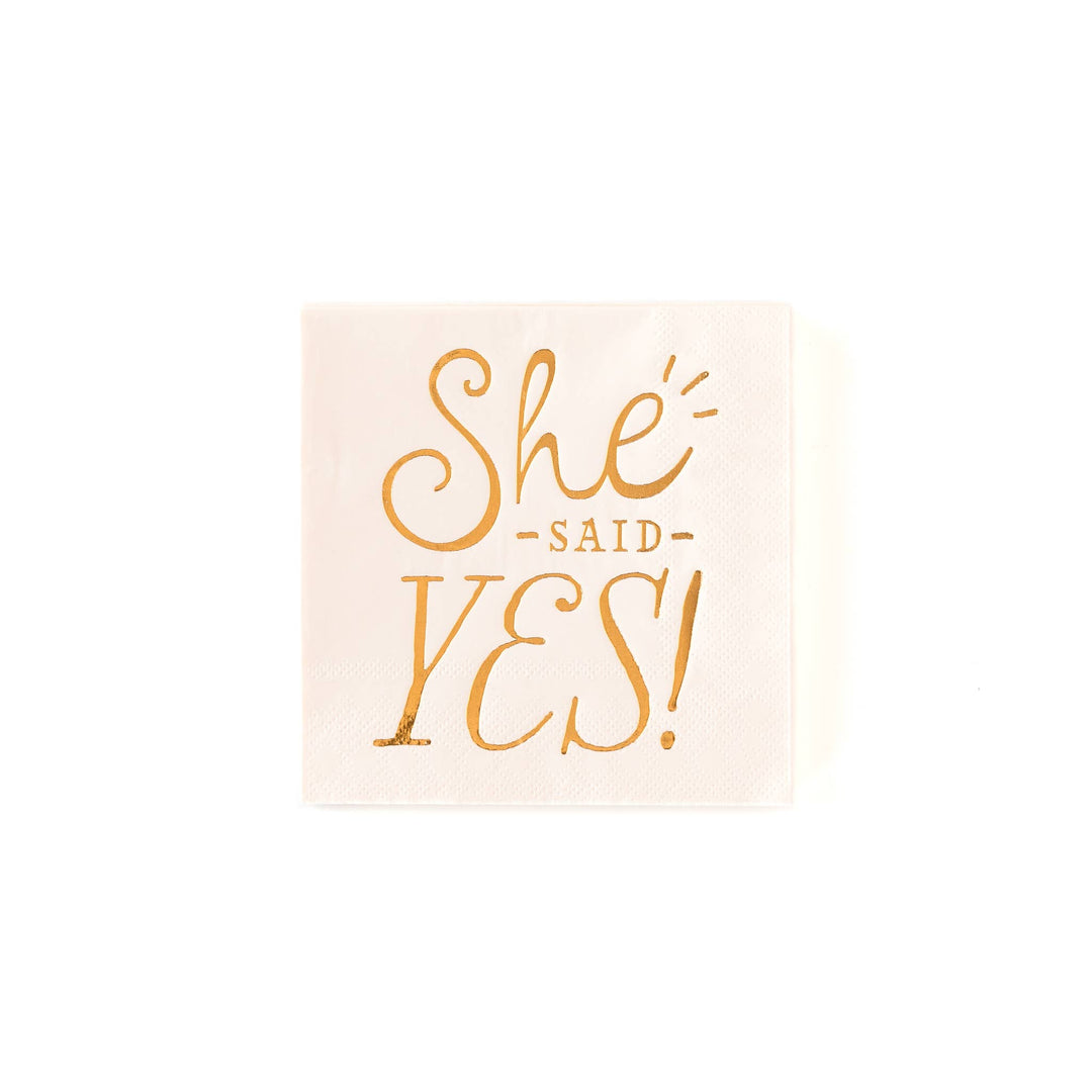 She Said Yes Bridal Engagement Party Wedding Proposal Cocktail Napkins Decor