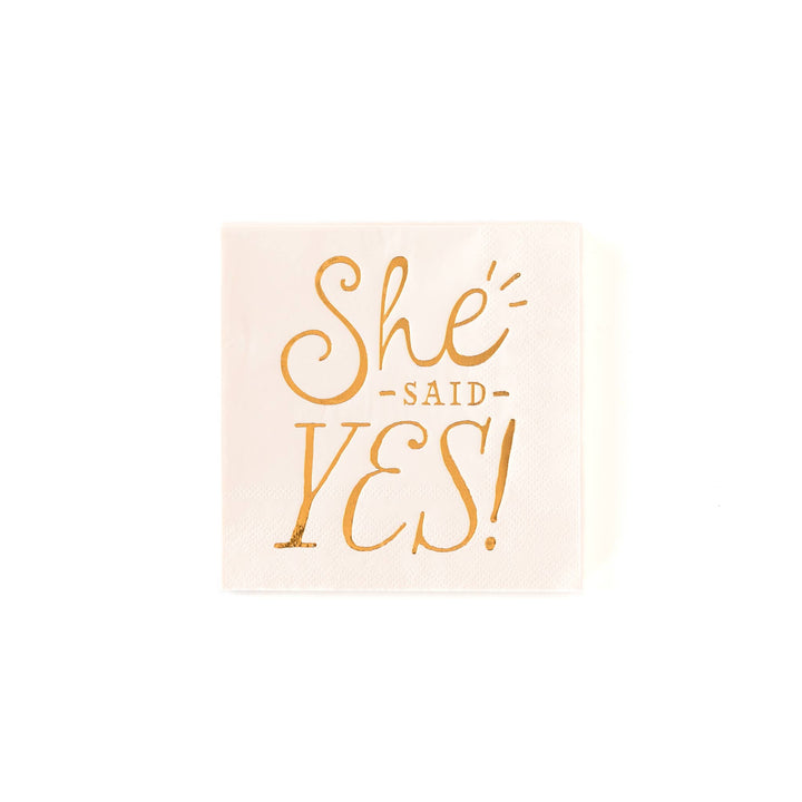 She Said Yes Bridal Engagement Party Wedding Proposal Cocktail Napkins Decor