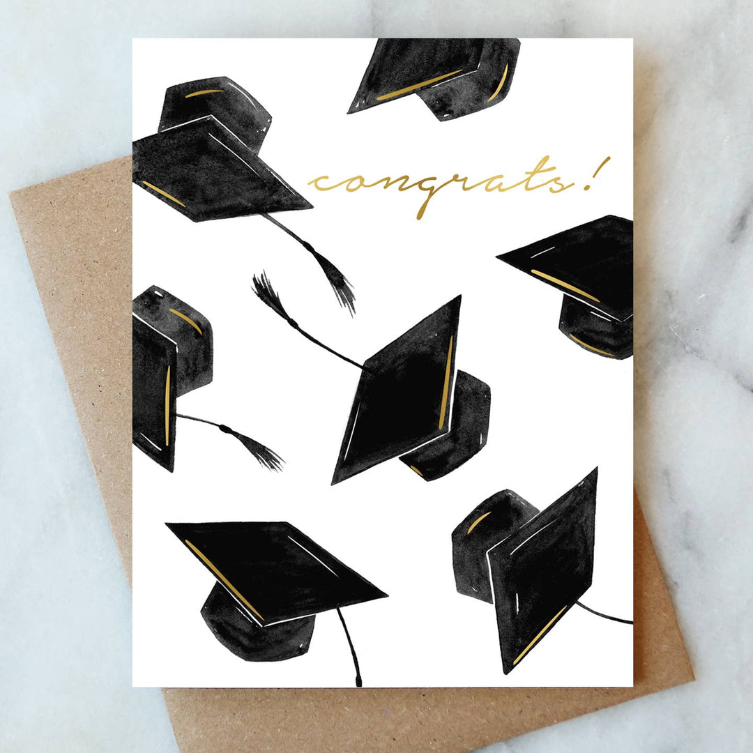 Grad Hats Congrats Greeting Card