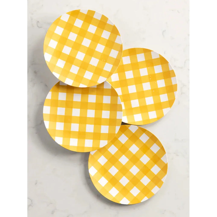 Ainsley Checkered Yellow Appetizer Plates