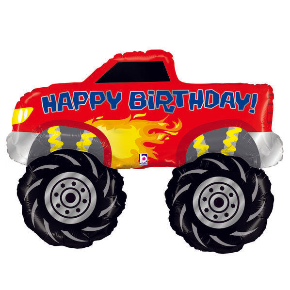 Happy Birthday Monster Truck Jumbo 40" Foil Party Balloon