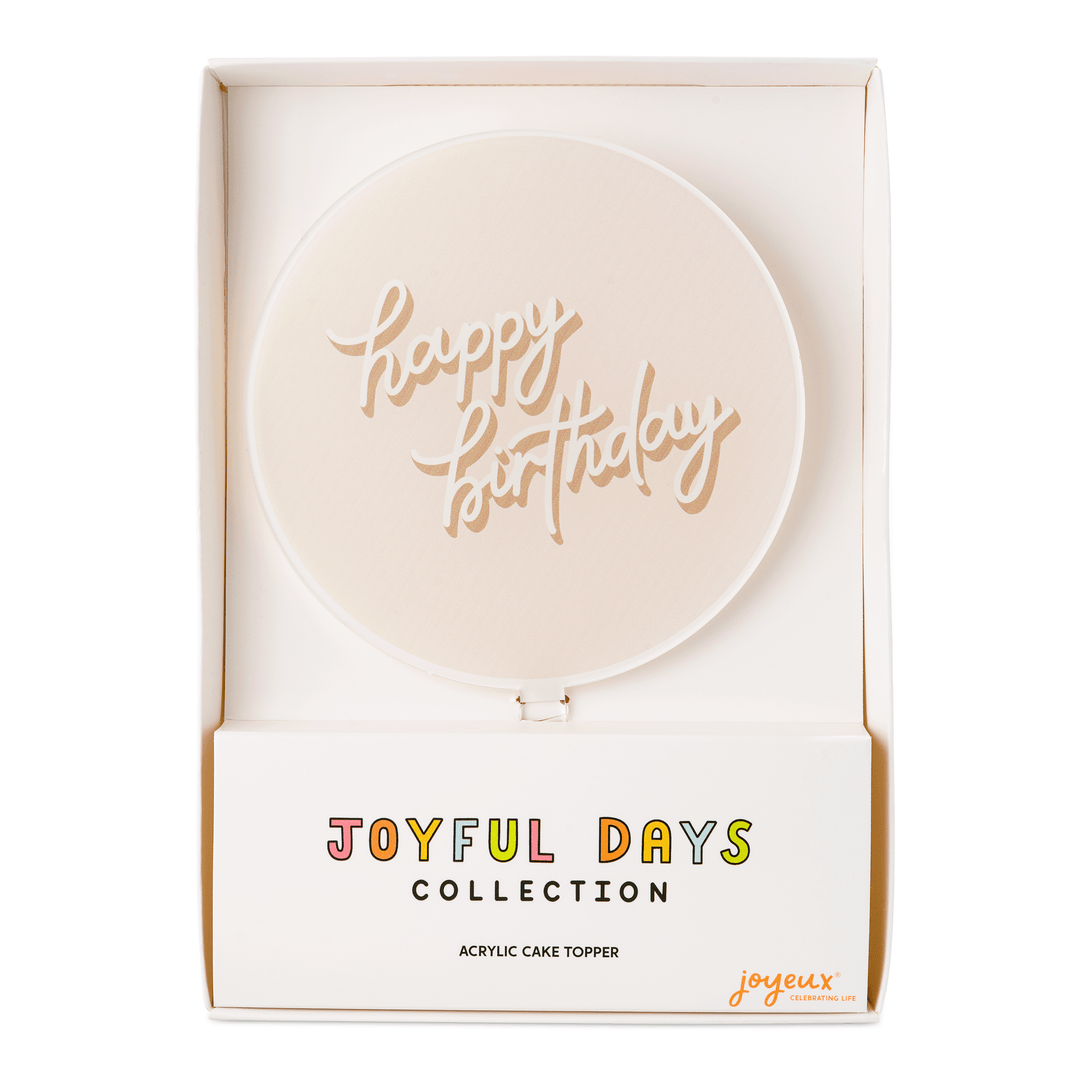 Happy Birthday Taupe Acrylic Cake Topper