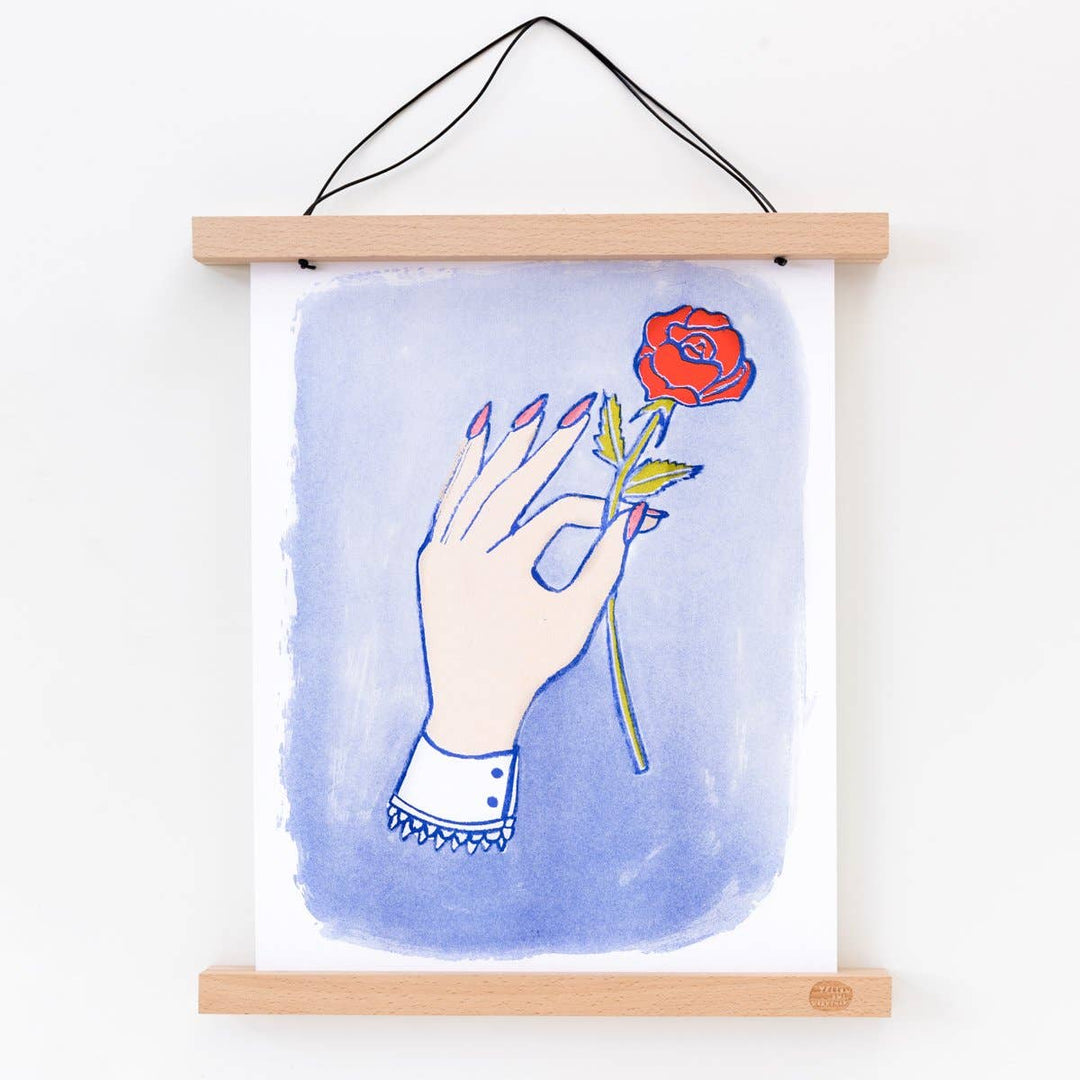 Hand Flower Risograph Art Print