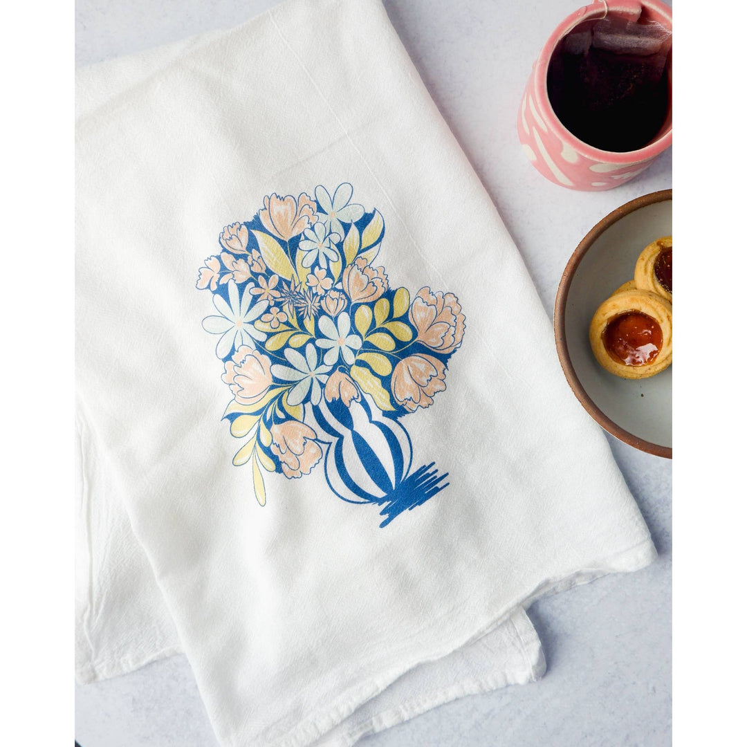 Blue Bouquet Tea Towel