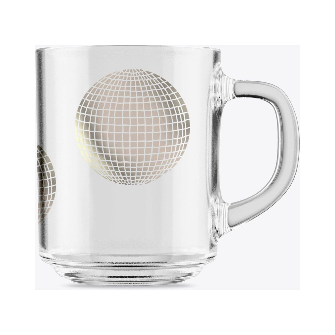 Disco Ball Silver Clear Glass Mug