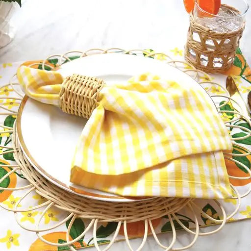 Yellow Gingham Dinner Napkin Set